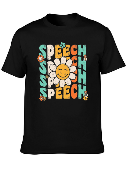 Speech Therapy T-Shirt - Retro Flower Design