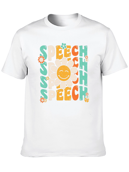 Speech Therapy T-Shirt - Retro Flower Design
