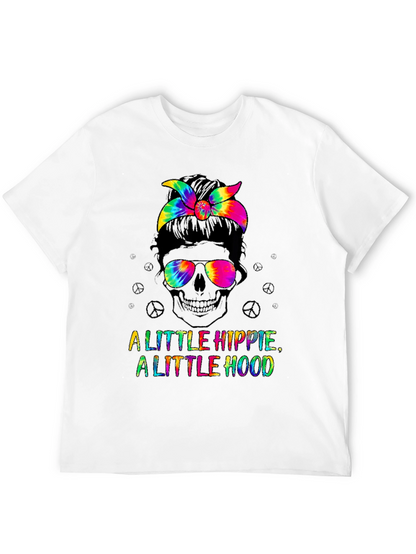 Hippie Hood Tie Dye Skull T-Shirt