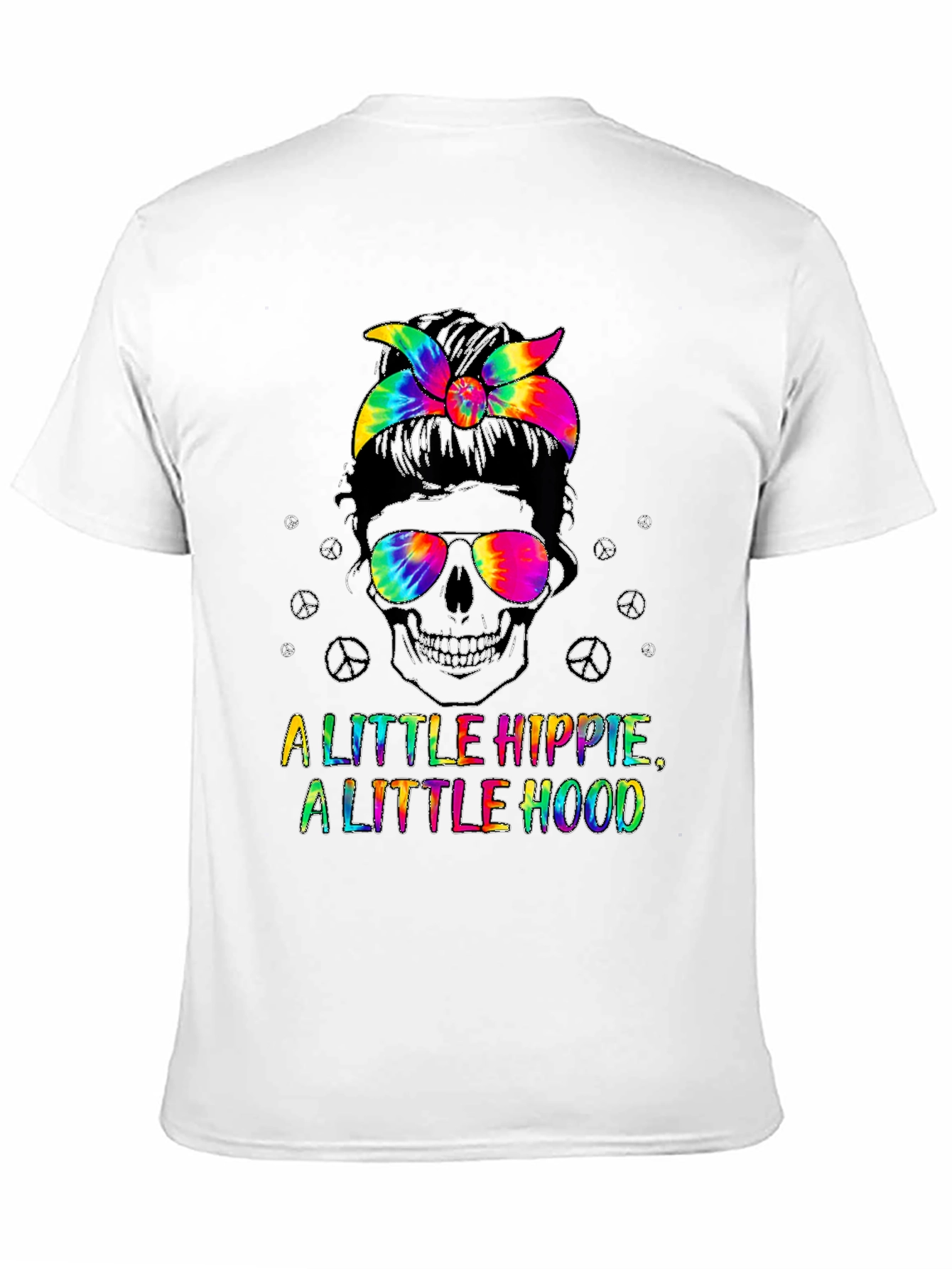 Hippie Hood Tie Dye Skull T-Shirt