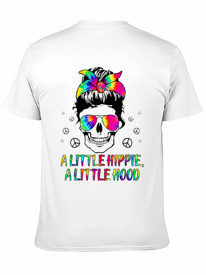 Hippie Hood Tie Dye Skull T-Shirt