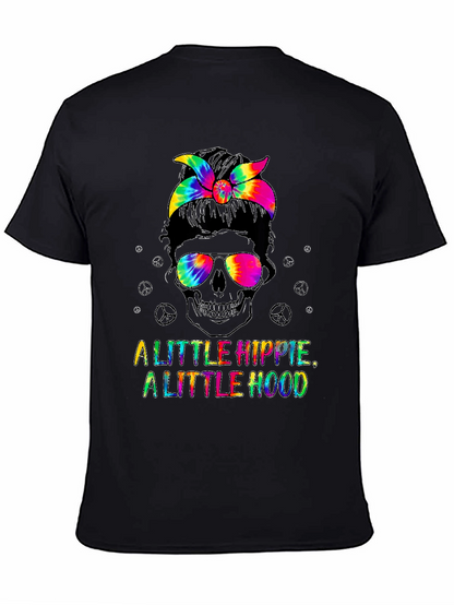 Hippie Hood Tie Dye Skull T-Shirt