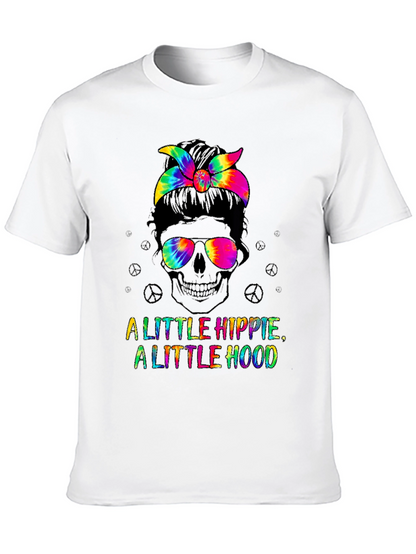 Hippie Hood Tie Dye Skull T-Shirt