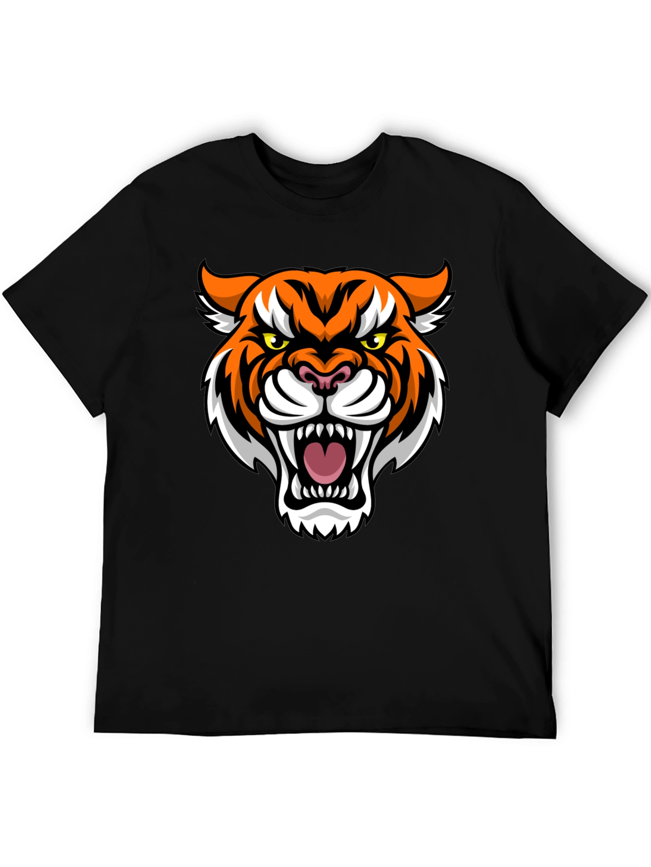 Mens Black T-Shirt with Tiger Graphic
