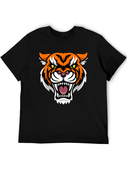 Mens Black T-Shirt with Tiger Graphic