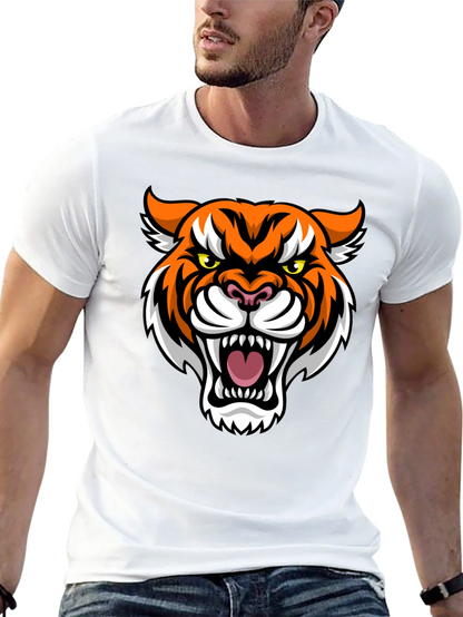 Mens Black T-Shirt with Tiger Graphic