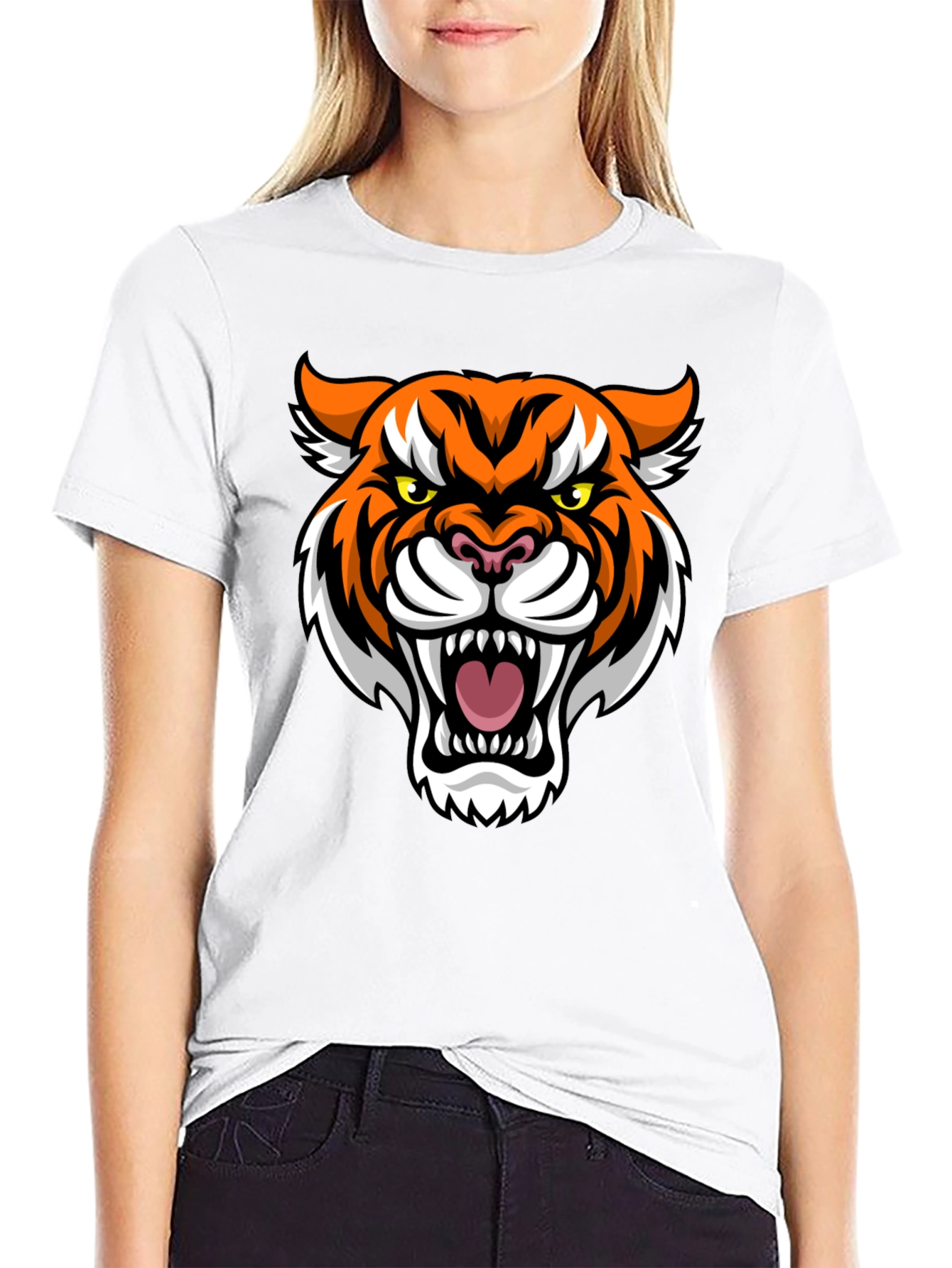 Mens Black T-Shirt with Tiger Graphic