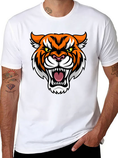 Mens Black T-Shirt with Tiger Graphic