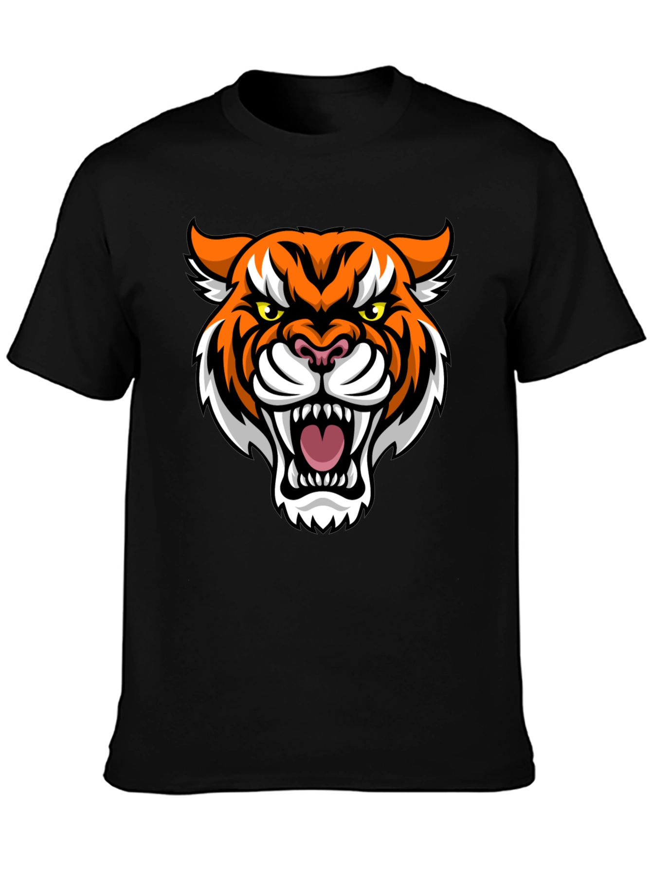 Mens Black T-Shirt with Tiger Graphic
