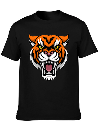 Mens Black T-Shirt with Tiger Graphic