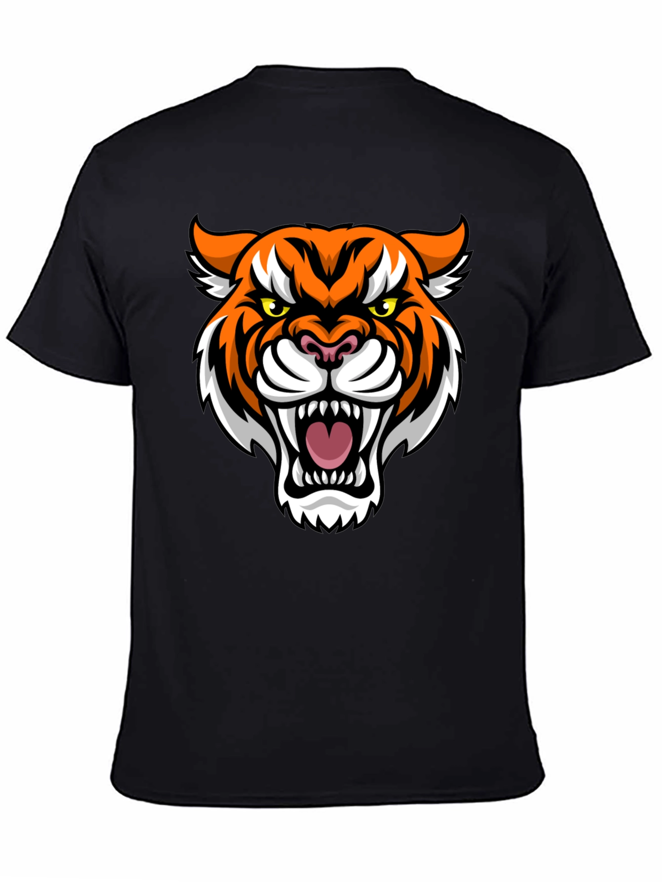 Mens Black T-Shirt with Tiger Graphic