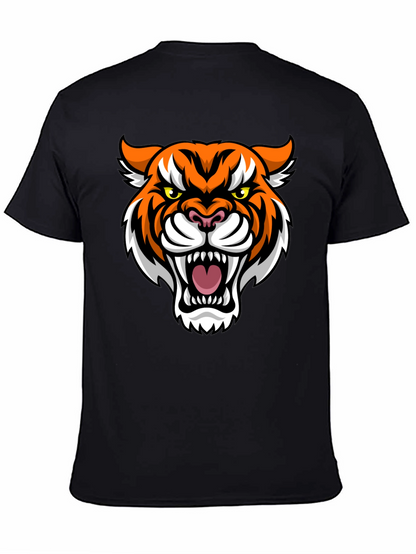 Mens Black T-Shirt with Tiger Graphic