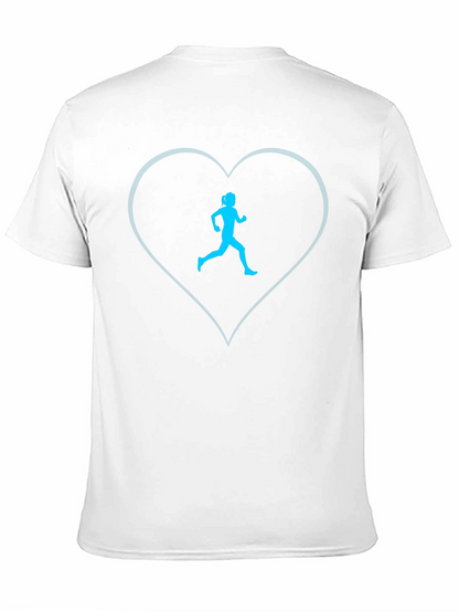 Runner Heart Tee - Black Cotton Blend Graphic T-Shirt