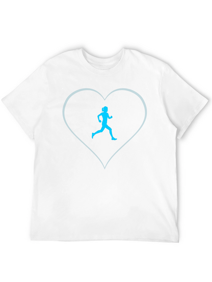 Runner Heart Tee - Black Cotton Blend Graphic T-Shirt
