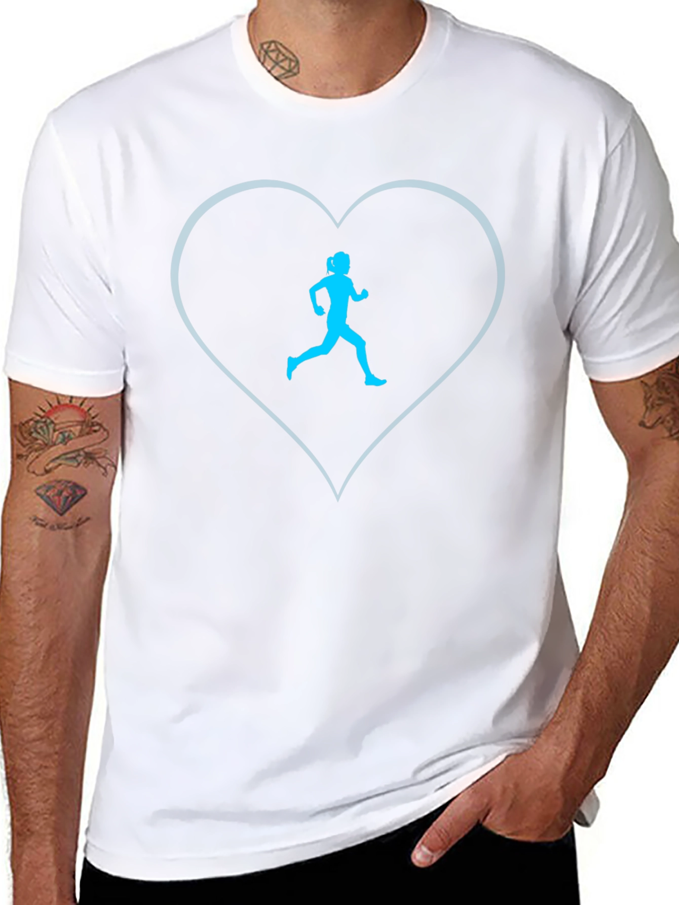 Runner Heart Tee - Black Cotton Blend Graphic T-Shirt
