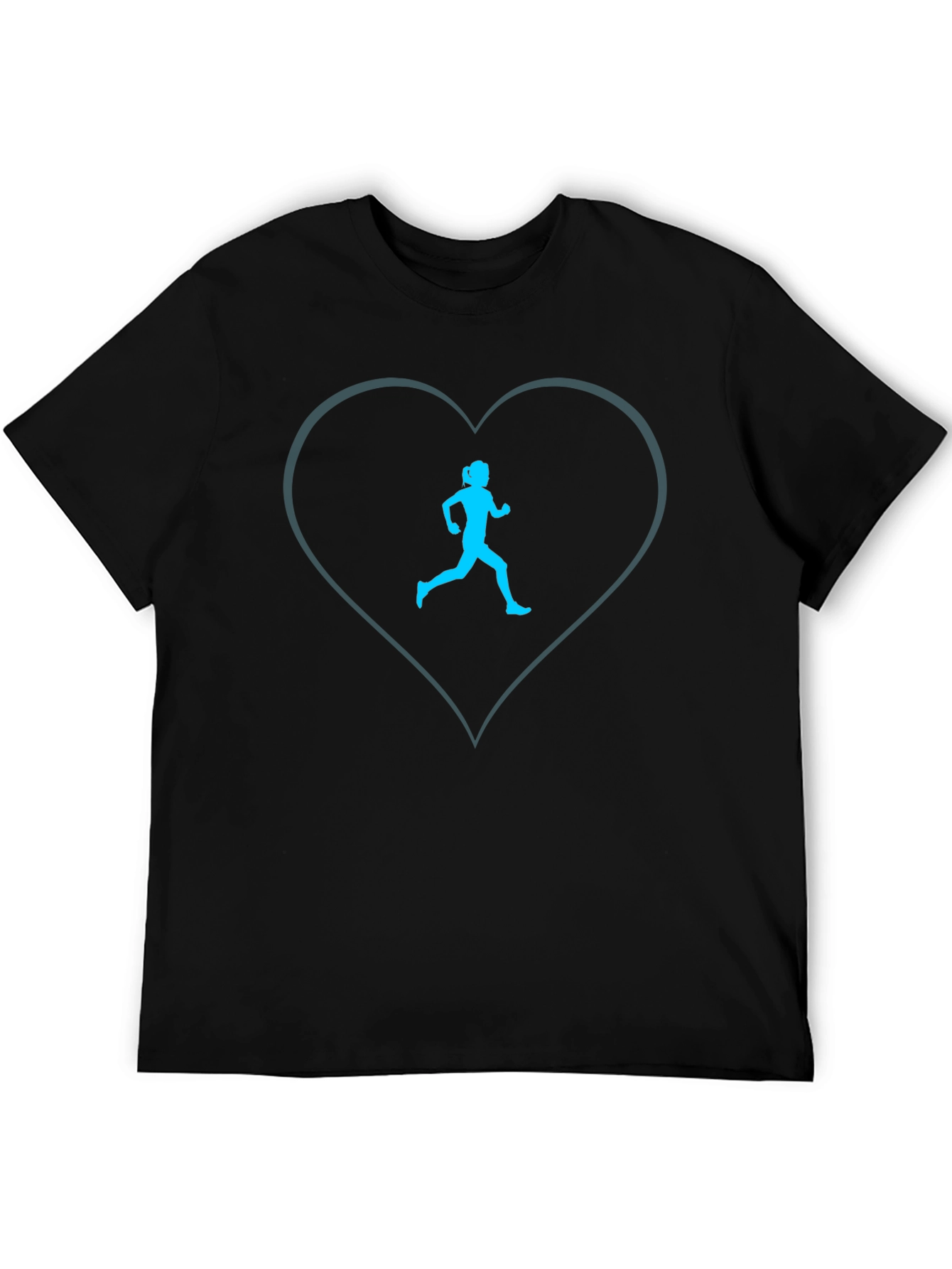 Runner Heart Tee - Black Cotton Blend Graphic T-Shirt