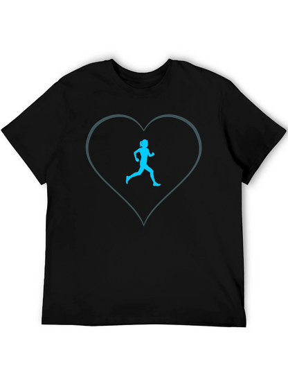 Runner Heart Tee - Black Cotton Blend Graphic T-Shirt