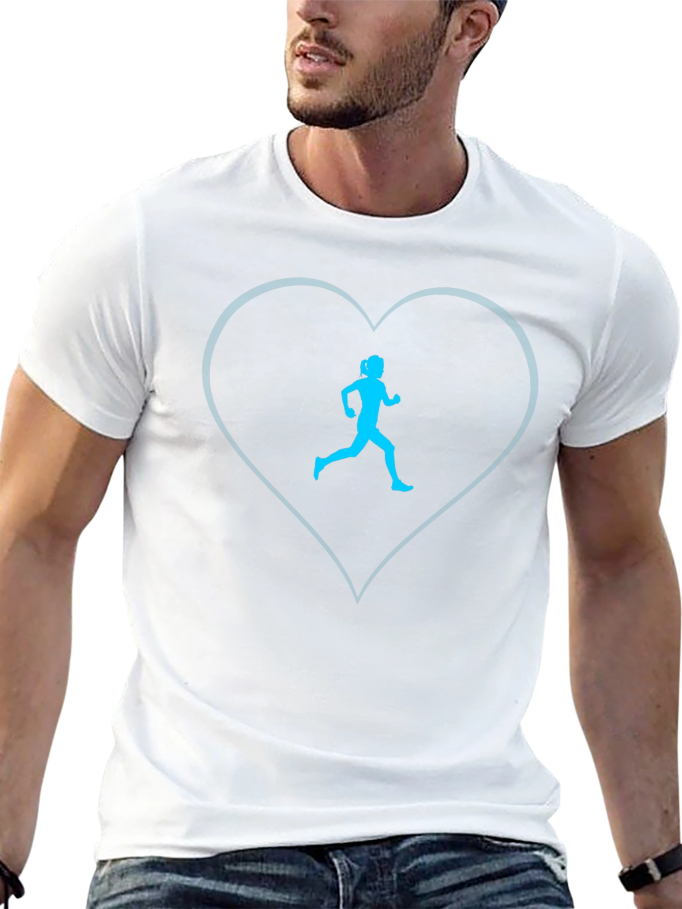 Runner Heart Tee - Black Cotton Blend Graphic T-Shirt