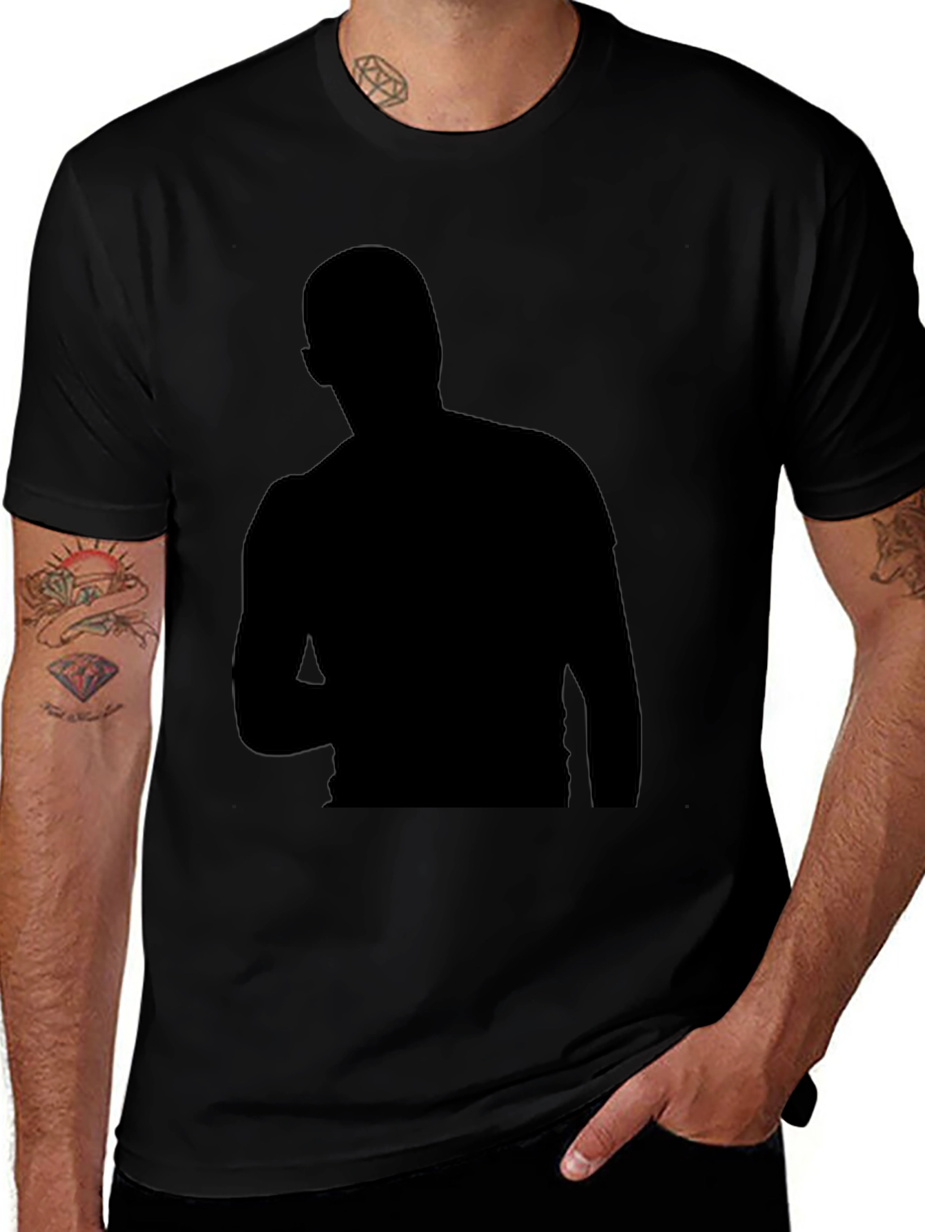 Mens Black Silhouette Graphic T-Shirt