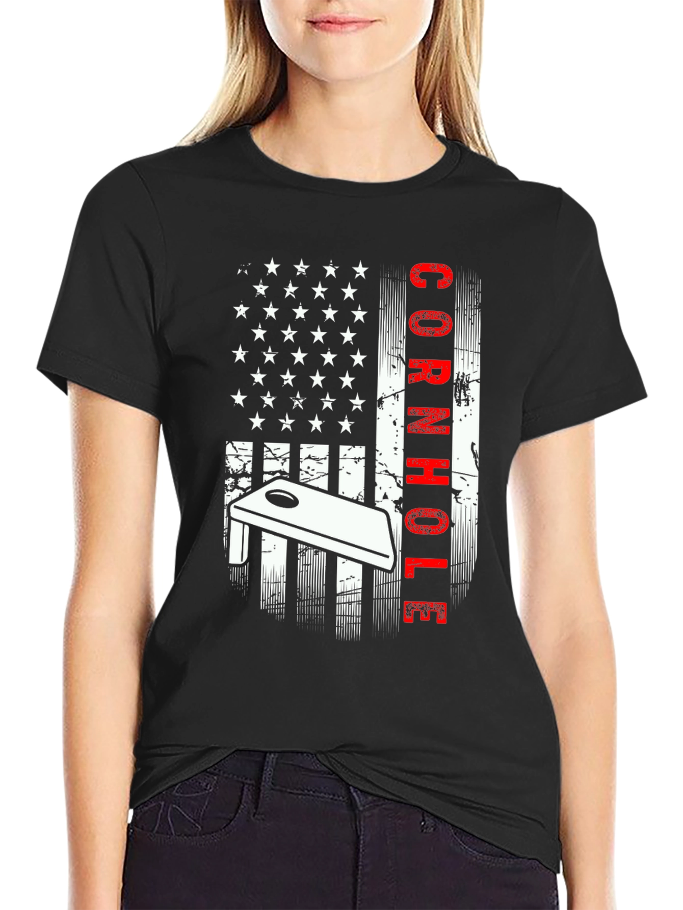 Cornhole American Flag Graphic Tee