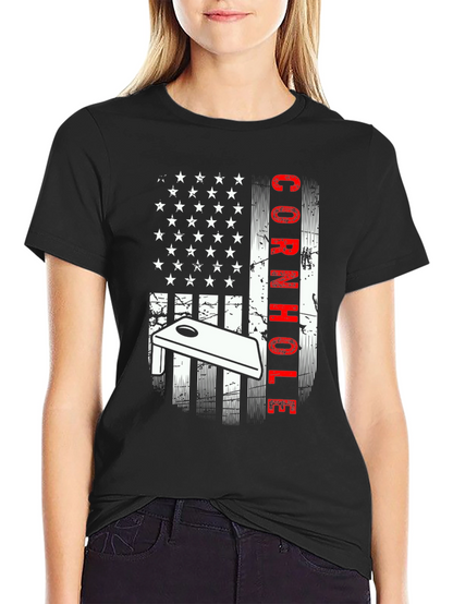 Cornhole American Flag Graphic Tee