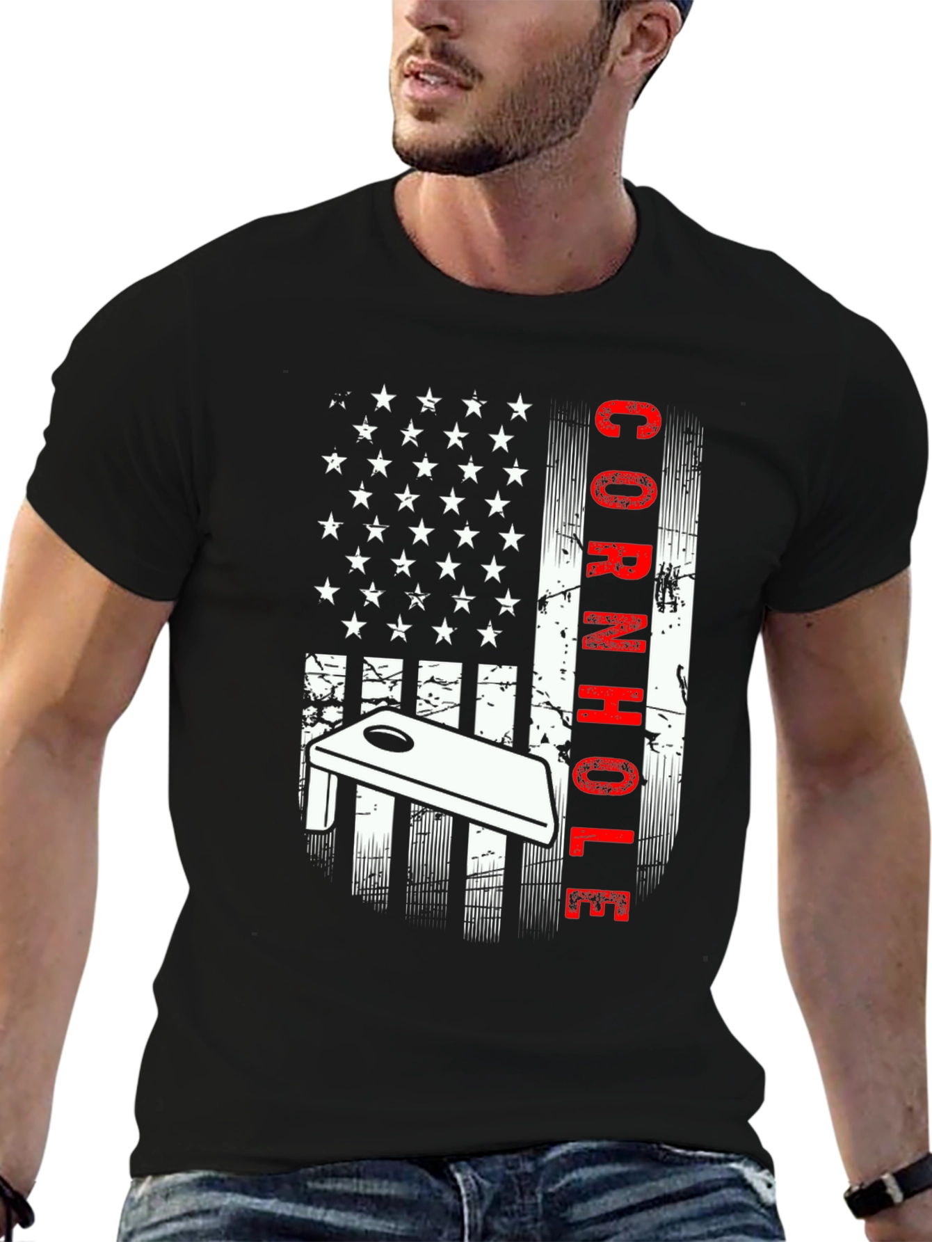 Cornhole American Flag Graphic Tee