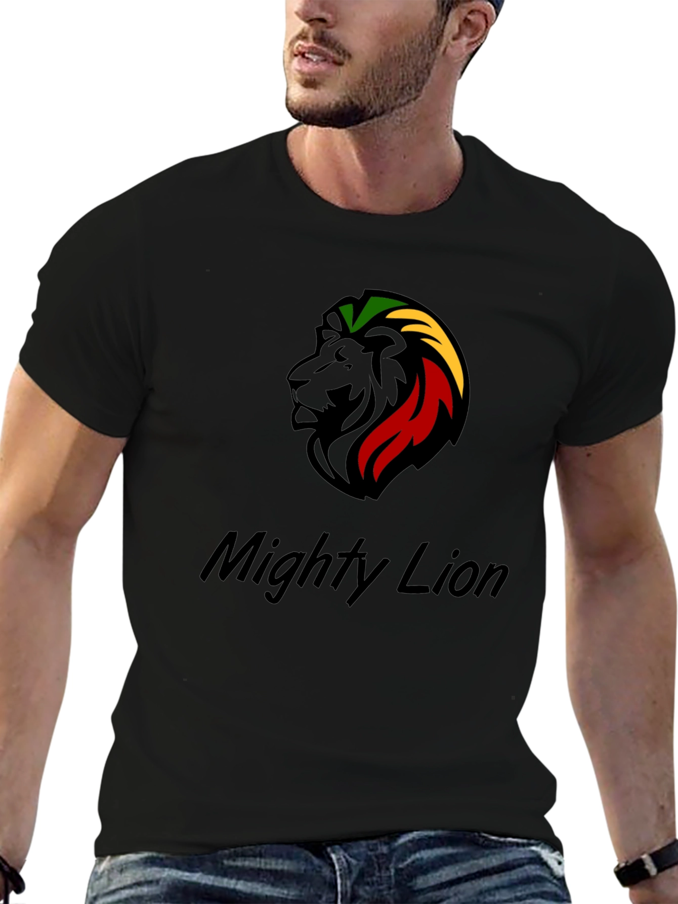 Mighty Lion Reggae T-Shirt Black Cotton