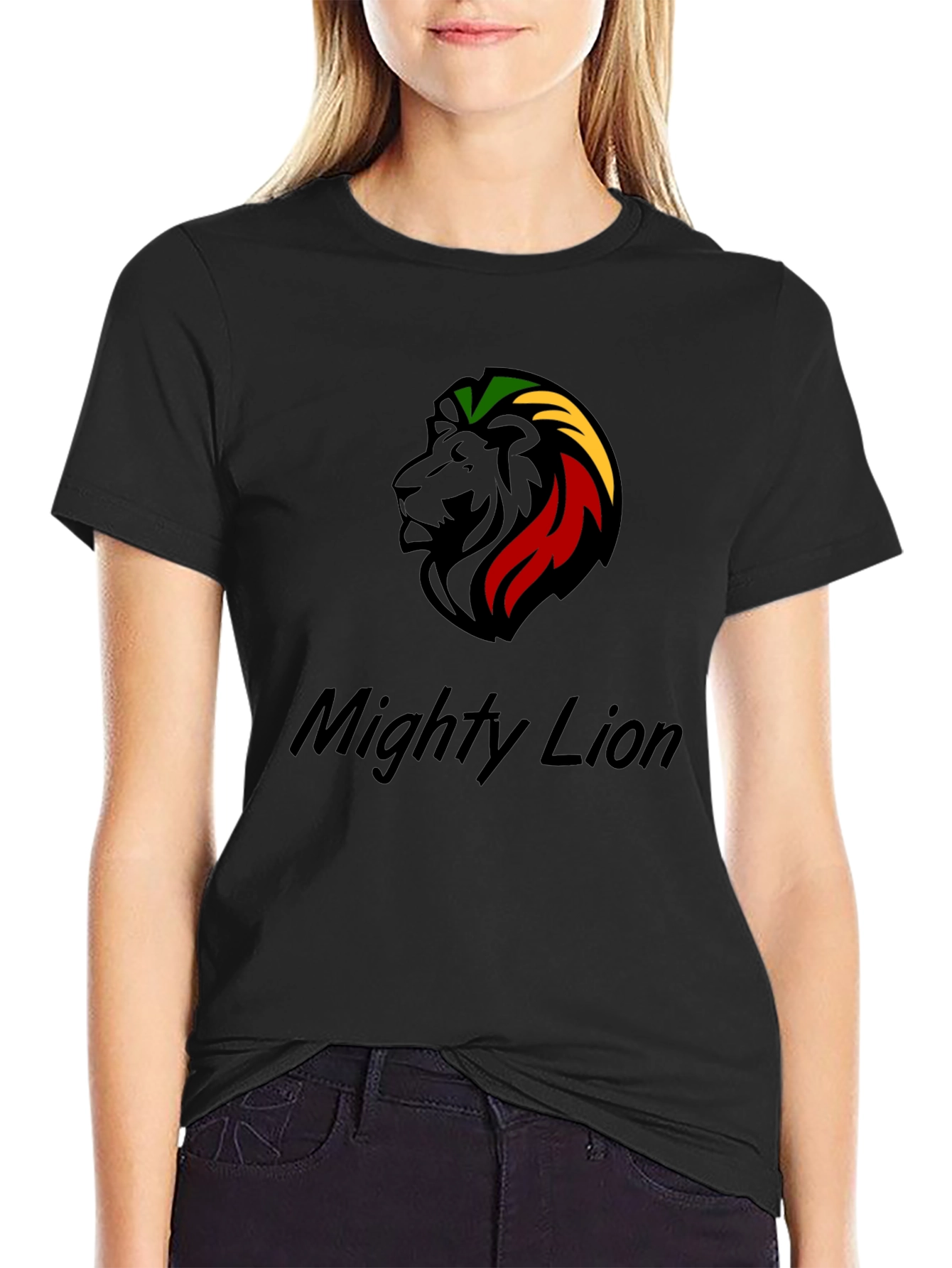 Mighty Lion Reggae T-Shirt Black Cotton