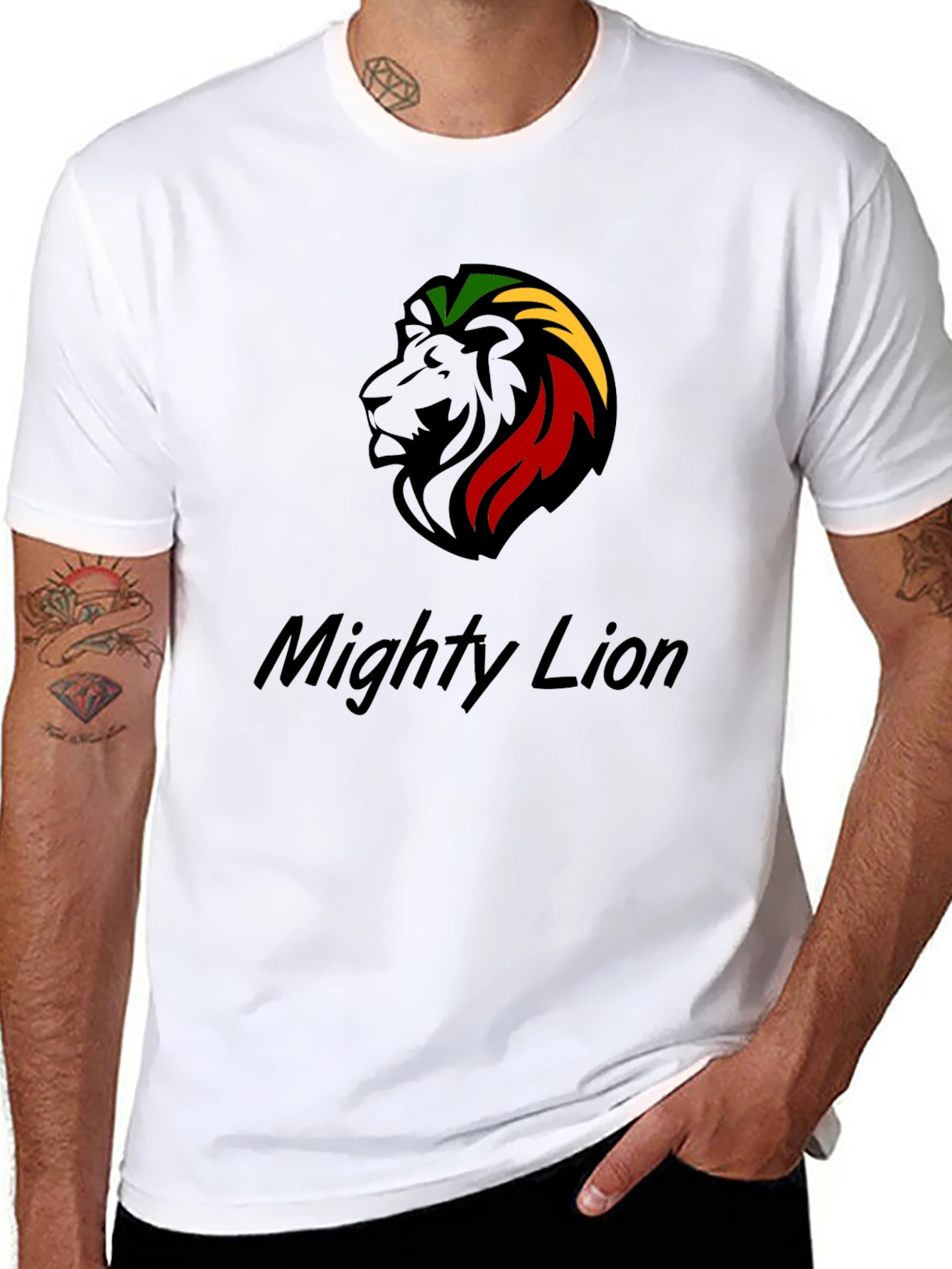 Mighty Lion Reggae T-Shirt Black Cotton