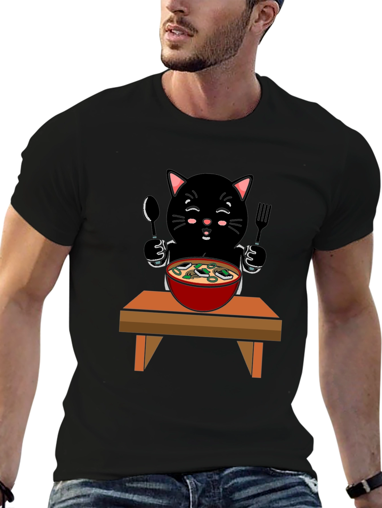 Cat Eating Ramen T-Shirt