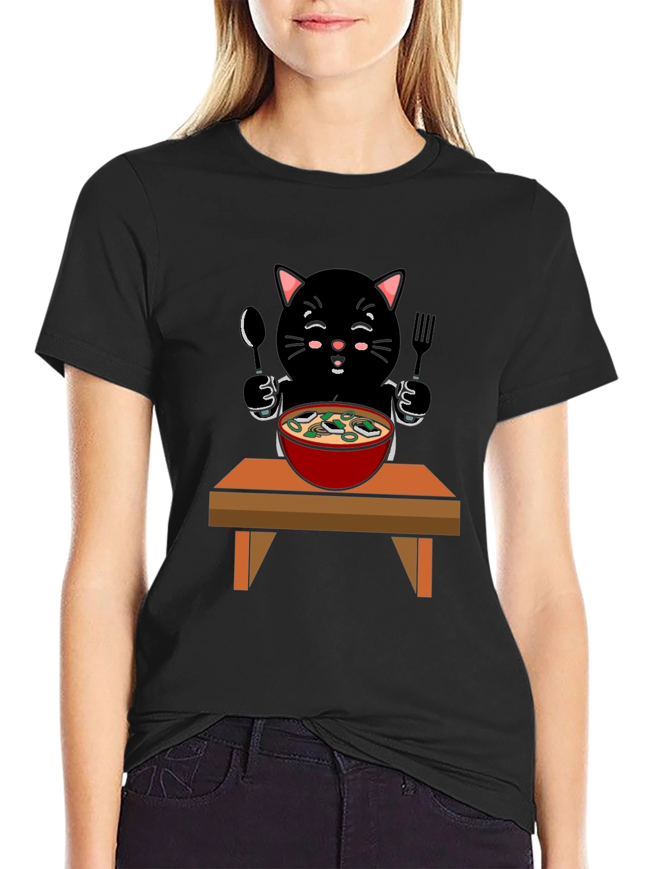Cat Eating Ramen T-Shirt