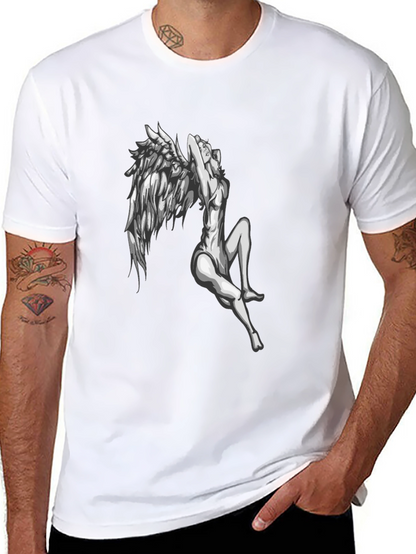 Angel Wings Graphic Print Black T-Shirt