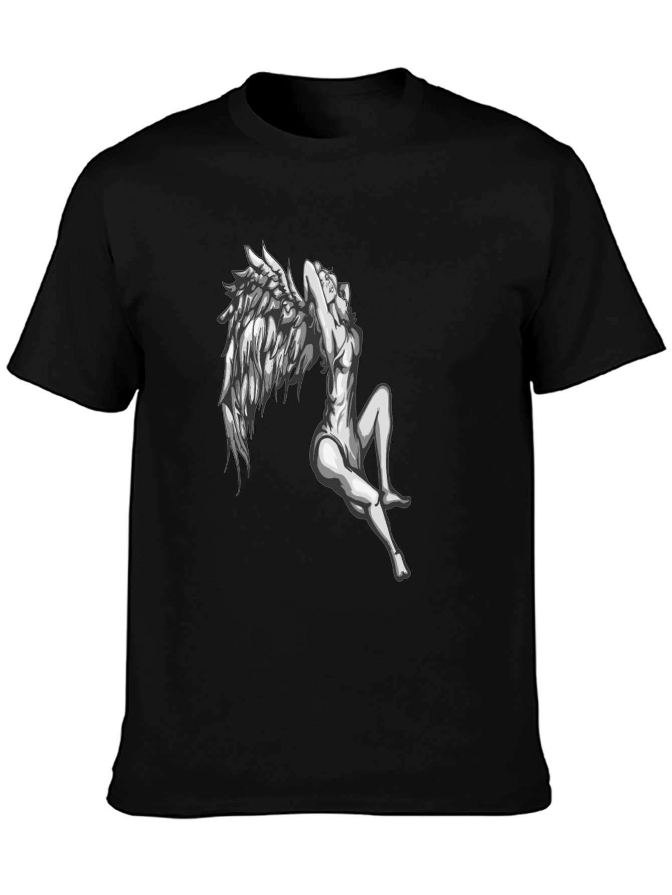 Angel Wings Graphic Print Black T-Shirt