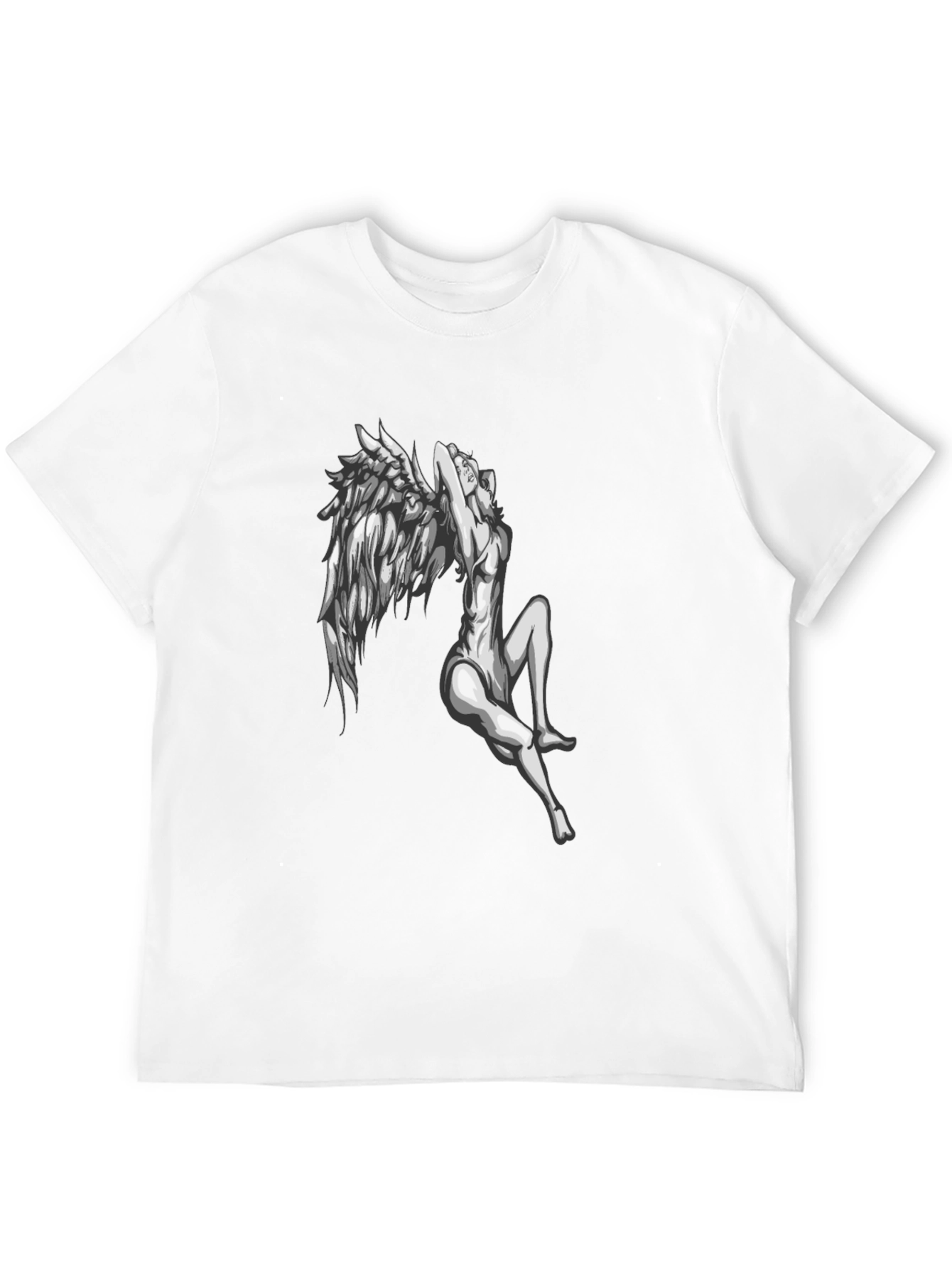 Angel Wings Graphic Print Black T-Shirt