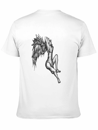 Angel Wings Graphic Print Black T-Shirt