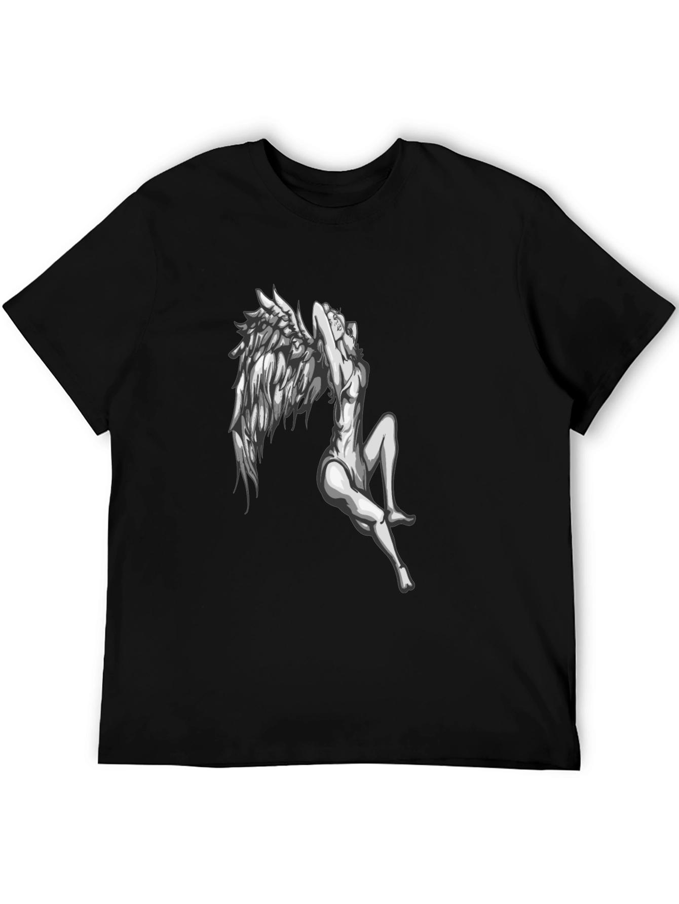 Angel Wings Graphic Print Black T-Shirt