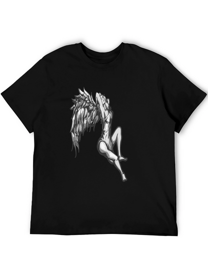 Angel Wings Graphic Print Black T-Shirt