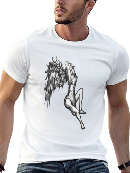 Angel Wings Graphic Print Black T-Shirt