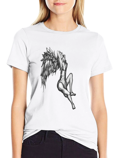 Angel Wings Graphic Print Black T-Shirt