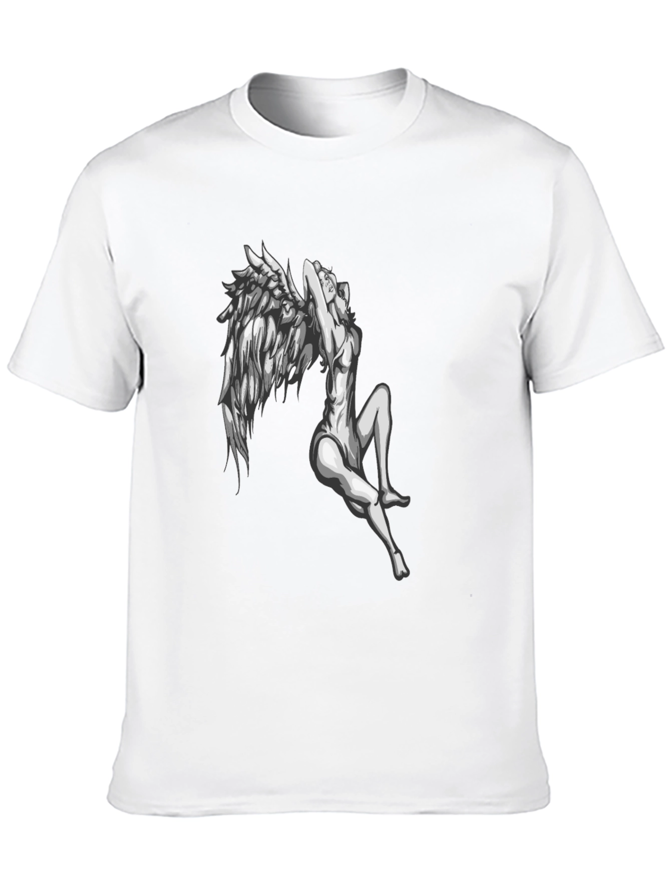Angel Wings Graphic Print Black T-Shirt