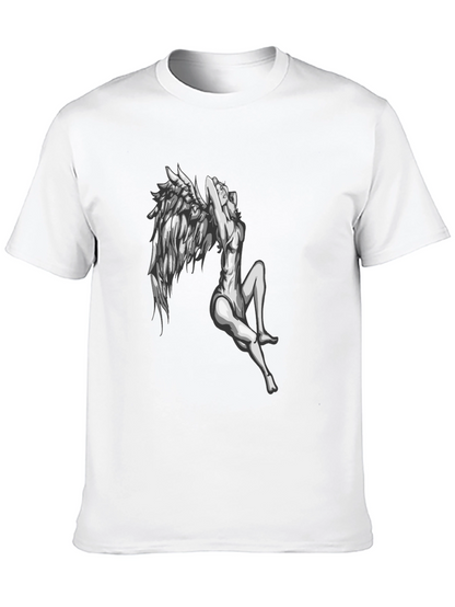 Angel Wings Graphic Print Black T-Shirt
