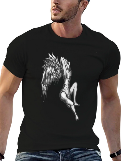 Angel Wings Graphic Print Black T-Shirt