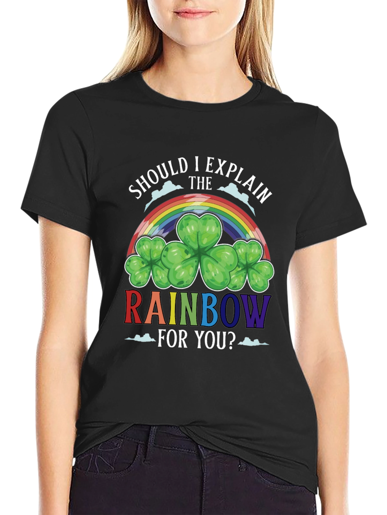 St. Patricks Day Rainbow Shamrock Tee