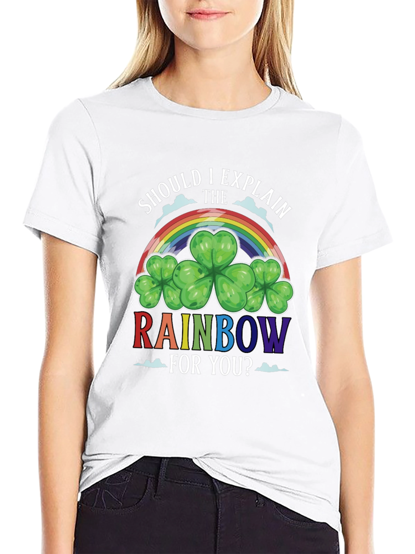 St. Patricks Day Rainbow Shamrock Tee