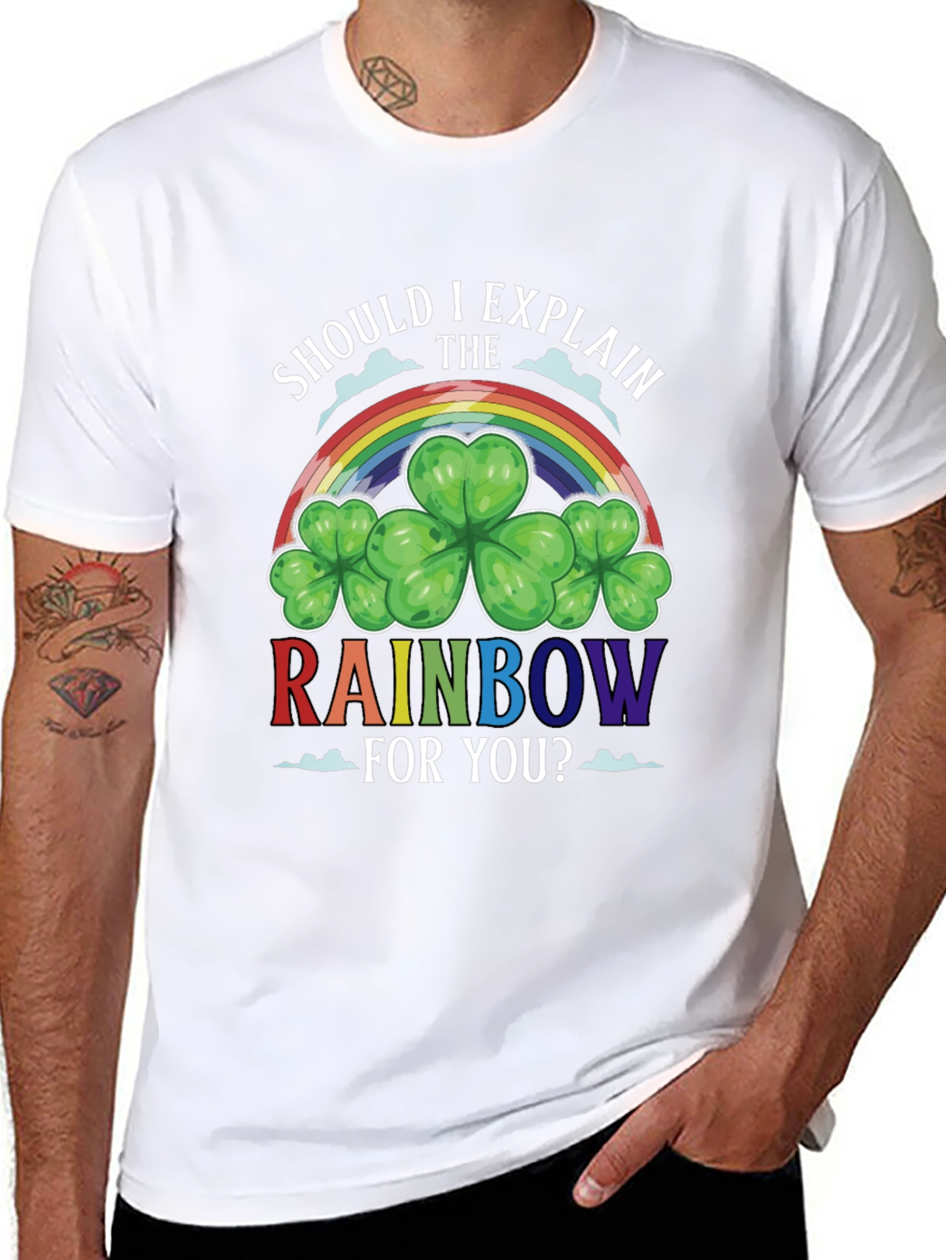 St. Patricks Day Rainbow Shamrock Tee