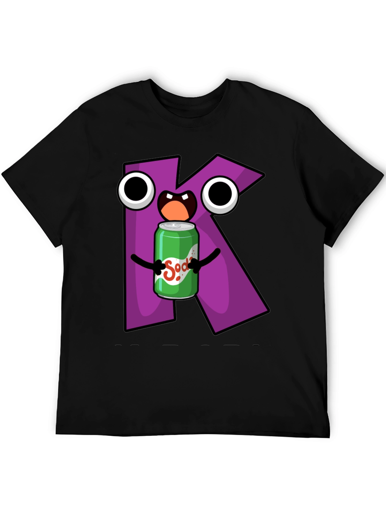 Letter K Soda Pop Cartoon Graphic T-Shirt