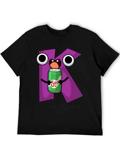 Letter K Soda Pop Cartoon Graphic T-Shirt