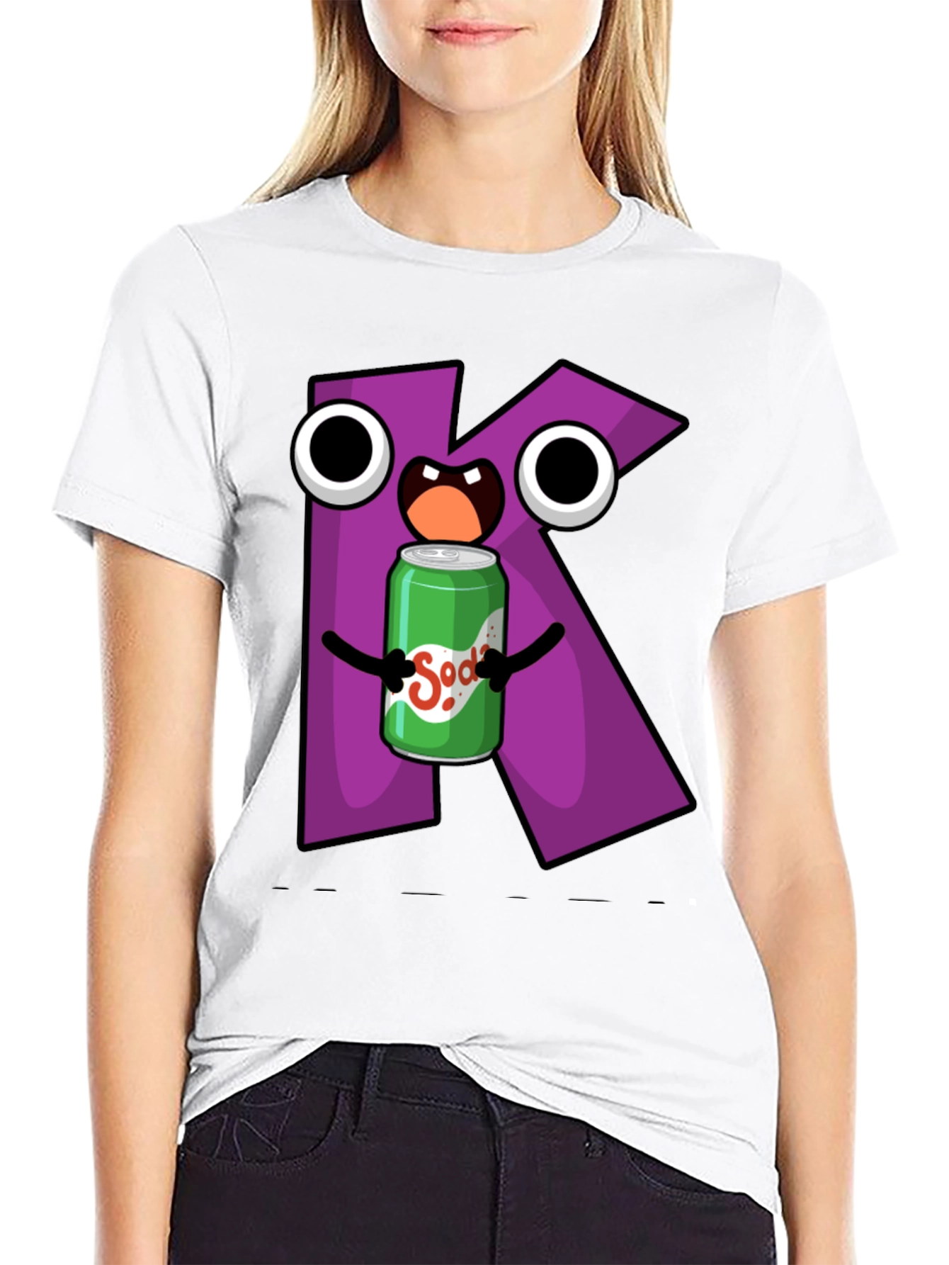 Letter K Soda Pop Cartoon Graphic T-Shirt