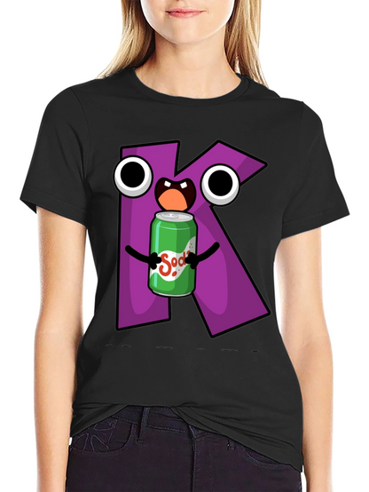 Letter K Soda Pop Cartoon Graphic T-Shirt