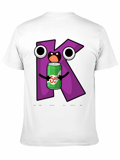 Letter K Soda Pop Cartoon Graphic T-Shirt